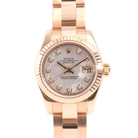 rolex lady datejust pink gold meteorite